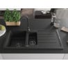Mexen Andres granite sink 1.5-bowl with drainer 1000 x 500 mm black, black siphon - 6515101510-77-B