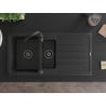 Mexen Andres granite sink 1.5-bowl with drainer 1000 x 500 mm black, black siphon - 6515101510-77-B