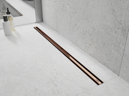 Mexen Flat 360° Slim Rotary Linear Drain 130 cm, Rose Gold - 1641130