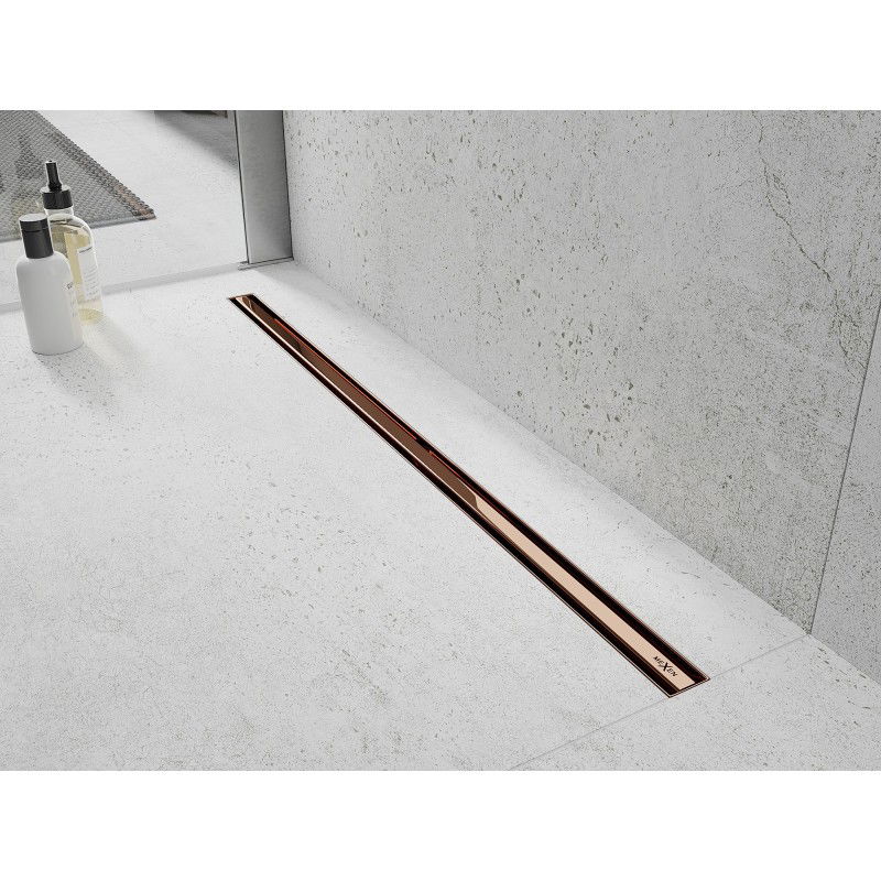 Mexen Flat 360° Slim rotating linear drain 160 cm, rose gold - 1641160