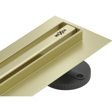 Mexen Flat 360° Slim rotating linear drain 120 cm, brushed gold - 1A41120