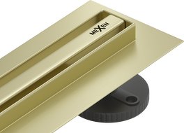 Mexen Flat 360° Slim rotary linear drain 130 cm, brushed gold - 1A41130