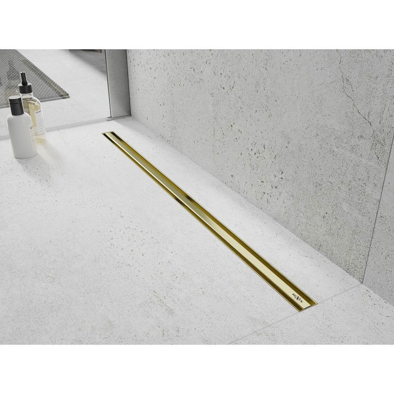 Mexen Flat 360° Slim rotary linear drain 140 cm, brushed gold - 1A41140