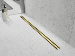 Mexen Flat 360° Slim rotary linear drain 140 cm, brushed gold - 1A41140
