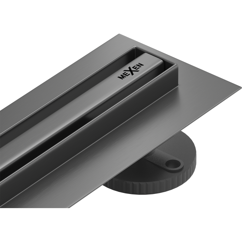 Mexen Flat 360° Slim rotary linear drain 160 cm, gun gray brushed - 1E41160