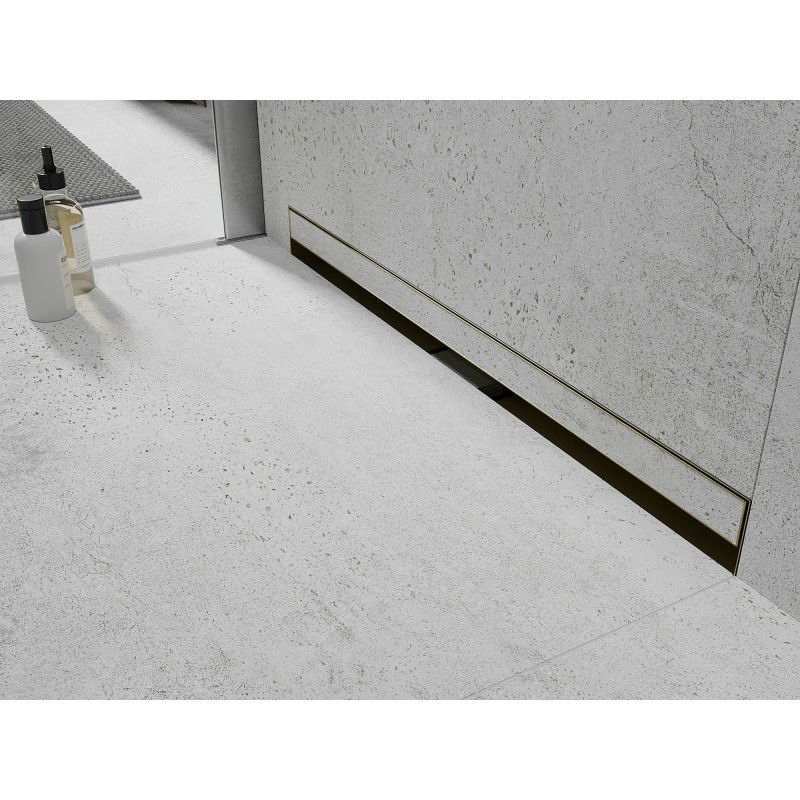 Mexen Flat Wall wall linear drain 2-in-1 90 cm, brushed gold - 1A30090