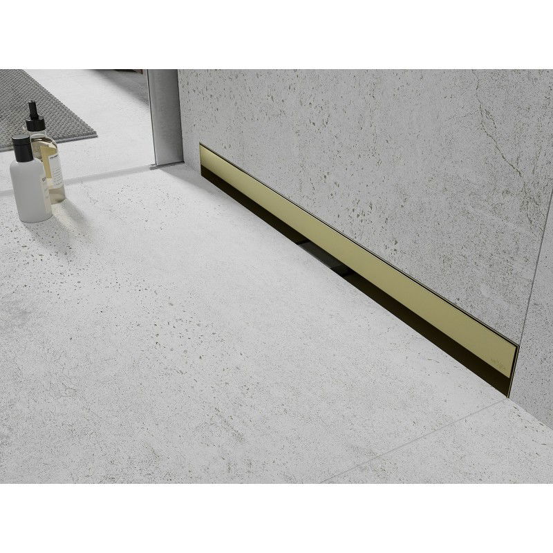 Mexen Flat Wall 2-in-1 Wall Linear Drain 100 cm, Brushed Gold - 1A30100