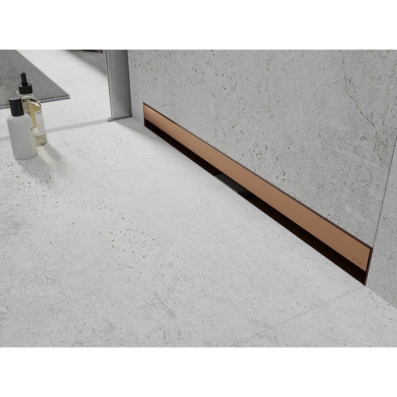 Mexen Flat Wall wall linear drain 2-in-1 90 cm, brushed copper - 1C30090