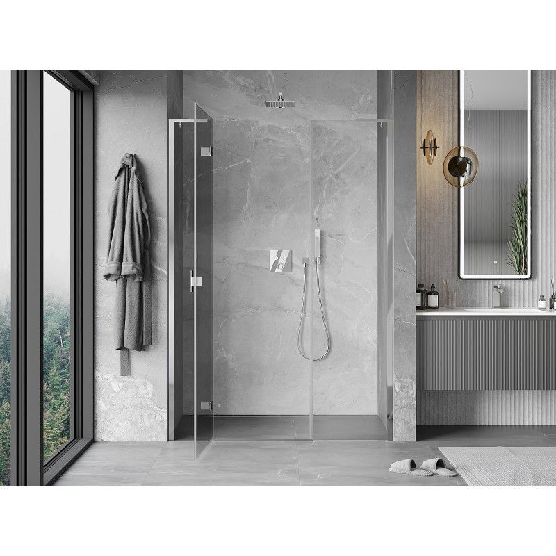 Mexen Mist-H L Left Hinged Shower Door 125 cm, Transparent, Chrome - 8A5L-125-001-01-00-L