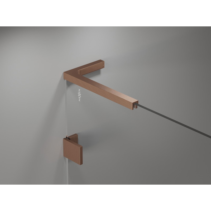 Mexen Uni-L1 L-shaped bracket set for 6-8 mm shower doors and panels, brushed copper - 830-12-65