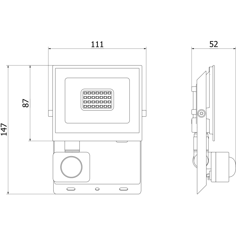 Mexen Luxpro LED floodlight with motion sensor, 20W, Neutral - 4000K, 1800 lm, black - L235-020-40-70