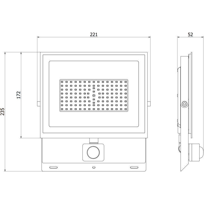 Mexen Luxpro LED floodlight with motion sensor, 70W, Cold - 6500K, 6300 lm, black - L235-070-65-70