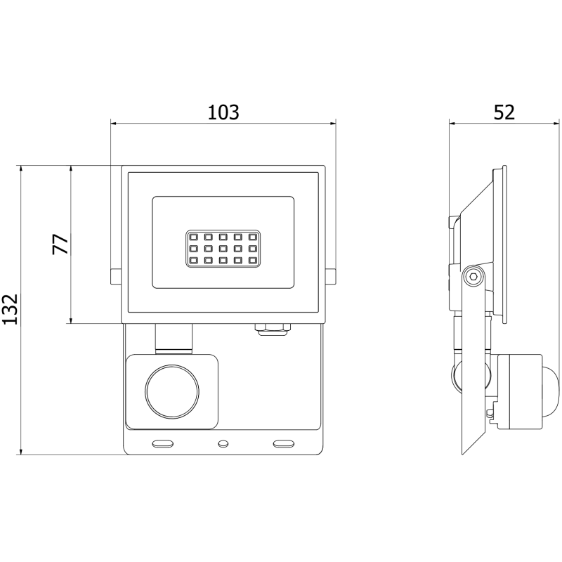 Mexen Luxpro+ LED floodlight with motion sensor, 10W, Cool - 6500K, 1100 lm, black - L236-010-65-70