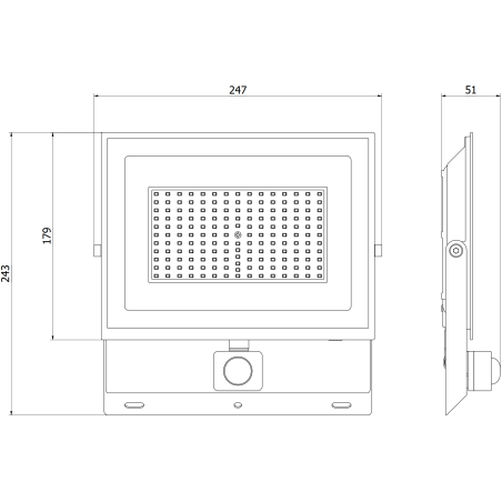 Mexen Luxpro+ LED floodlight with motion sensor, 100W, Neutral - 4000K, 11000 lm, black - L236-100-40-70