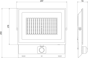 Mexen Luxpro+ LED floodlight with motion sensor, 100W, Cool - 6500K, 11000 lm, black - L236-070-65-70 - L236-100-65-70