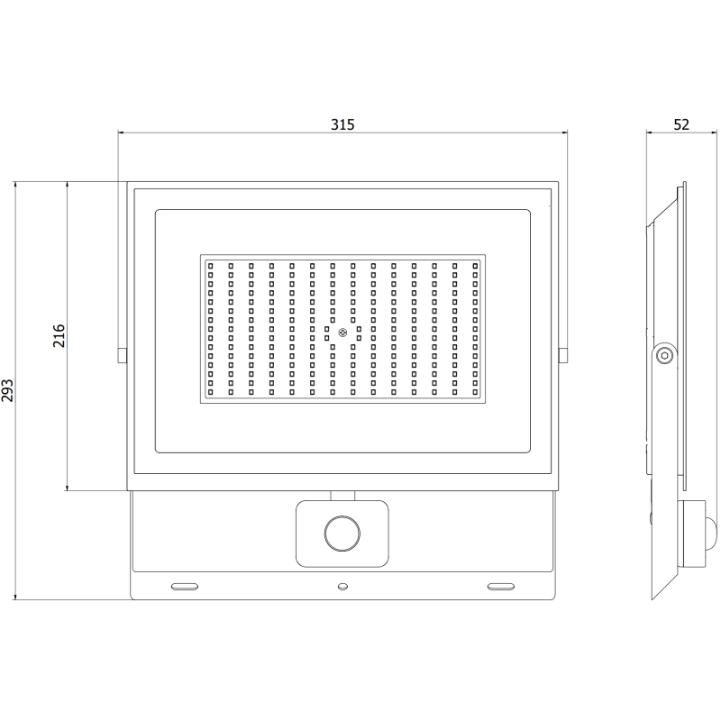 Mexen Luxpro+ LED floodlight with motion sensor, 150W, Neutral - 4000K, 16500 lm, black - L236-150-40-70
