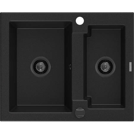 Mexen Carlos 1.5-compartment granite sink 582 x 475 mm, Black, siphon Black - 6518581500-77-B