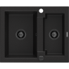 Mexen Carlos 1.5-bowl granite sink 582 x 475 mm, black, black siphon - 6518581500-77-B