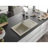 Mexen Pablo 1-bowl granite sink with drainer 752 x 436 mm, beige, chrome siphon - 6510751010-69