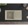 Mexen Pablo 1-bowl granite sink with drainer 752 x 436 mm, beige, chrome siphon - 6510751010-69
