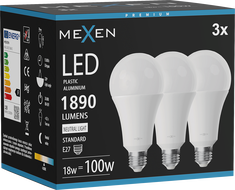 Mexen Nova 3x LED Bulb E27, A70, 18W, Neutral - 4000K, 1890 lm - L100-E27-1840-01x03