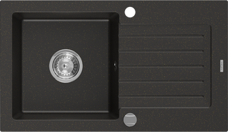 Mexen Pablo 1-compartment granite sink with a drip tray 752 x 436 mm, Black/Metallic gold - 6510751010-75