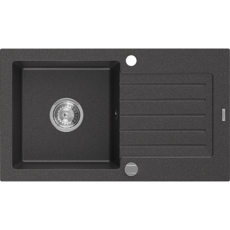 Mexen Pablo 1-compartment granite sink with a drip tray 752 x 436 mm, Spotted black - 6510751010-76