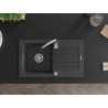 Mexen Pablo granite kitchen sink 1-bowl with drainer 752 x 436 mm, black speckled, chrome siphon - 6510751010-76