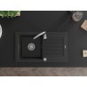 Mexen Pablo granite sink 1-bowl with drainer 752 x 436 mm, black, chrome siphon - 6510751010-77