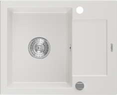 Mexen Enzo 1-compartment granite sink with a short drip tray 576 x 465 mm, White - 6506571005-20