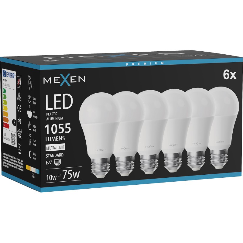 Mexen Nova 6x LED Bulb E27, A60, 10W, Neutral - 4000K, 1055 lm - L100-E27-1040-01x06