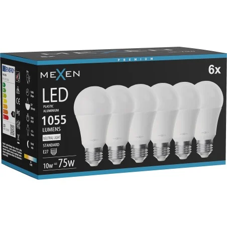 Mexen Nova 6x LED Bulb E27, A60, 10W, Neutral - 4000K, 1055 lm - L100-E27-1040-01x06