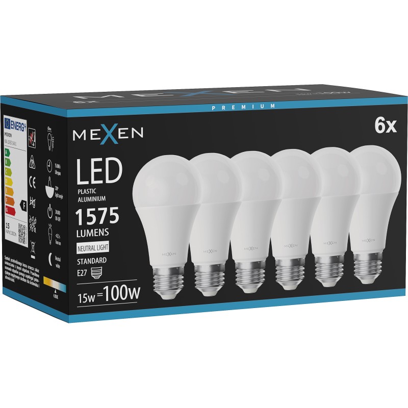 Mexen Nova 6x LED Bulb E27, A60, 15W, Neutral - 4000K, 1575 lm - L100-E27-1540-01x06