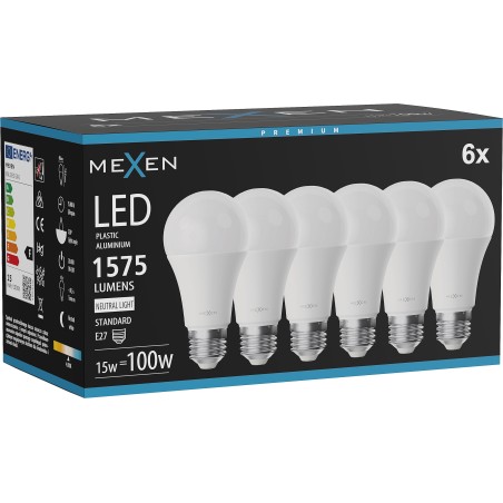 Mexen Nova 6x LED Bulb E27, A60, 15W, Neutral - 4000K, 1575 lm - L100-E27-1540-01x06