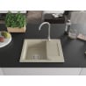 Mexen Enzo granite kitchen sink 1-bowl with drainer 576 x 465 mm, beige, chrome siphon - 6506571005-69