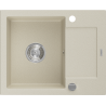 Mexen Enzo granite kitchen sink 1-bowl with drainer 576 x 465 mm, beige, chrome siphon - 6506571005-69