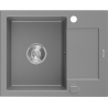 Mexen Enzo 1-compartment granite sink with a short drip tray 576 x 465 mm, Grey - 6506571005-71