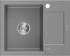 Mexen Enzo 1-compartment granite sink with a short drip tray 576 x 465 mm, Grey - 6506571005-71