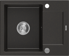 Mexen Enzo 1-compartment granite sink with a short drip tray 576 x 465 mm, Black/Metallic gold - 6506571005-75