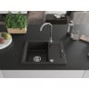 Mexen Enzo granite sink 1-bowl with drainer 576 x 465 mm, black/gold metallic, siphon chrome - 6506571005-75