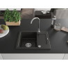 Mexen Enzo single-bowl granite sink with drainer 576 x 465 mm, black/gold metallic, chrome siphon - 6506571005-75