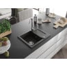 Mexen Enzo granite sink 1-bowl with drainer 576 x 465 mm, black/gold metallic, siphon chrome - 6506571005-75