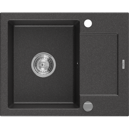 Mexen Enzo 1-compartment granite sink with a short drip tray 576 x 465 mm, Spotted black - 6506571005-76
