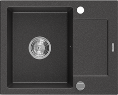 Mexen Enzo 1-compartment granite sink with a short drip tray 576 x 465 mm, Spotted black - 6506571005-76