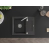 Mexen Enzo 1-bowl granite sink with drainer 576 x 465 mm, black speckled, chrome siphon - 6506571005-76