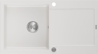 Mexen Leo 1-compartment granite sink with a drip tray 900 x 500 mm, White - 6501901010-20