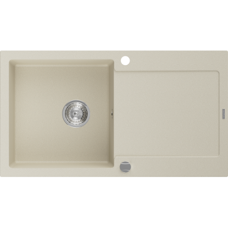 Mexen Leo granite sink 1-bowl with drainer 900 x 500 mm, beige, chrome siphon - 6501901010-69