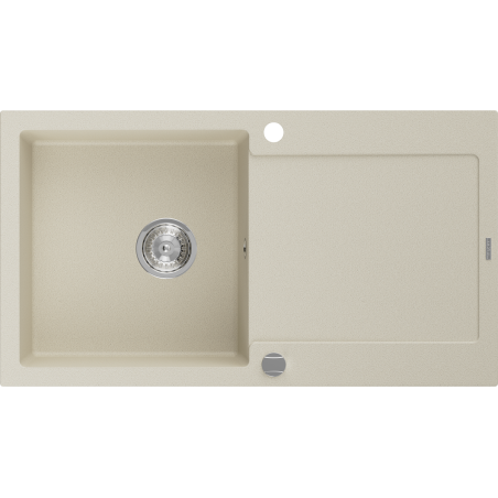 Mexen Leo single-bowl granite sink with drainer 900 x 500 mm, beige, chrome siphon - 6501901010-69