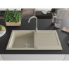 Mexen Leo single-bowl granite sink with drainer 900 x 500 mm, beige, chrome siphon - 6501901010-69