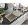Mexen Leo single-bowl granite sink with drainer 900 x 500 mm, beige, chrome siphon - 6501901010-69